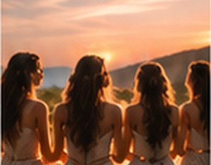 Cercle de femmes réunies face au soleil couchant